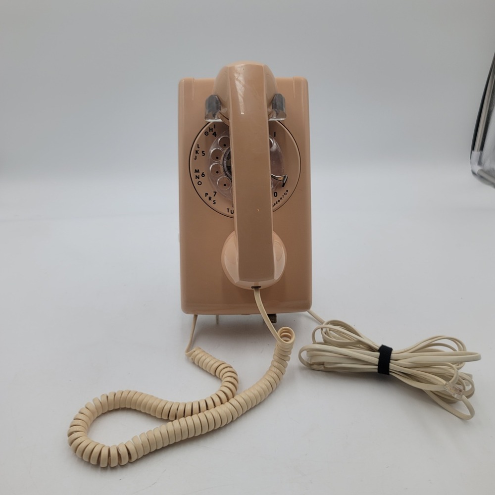 Vintage ITT Rotary Wall Phone Peach Pink Retro 1984 AS293P-70087-TE-R Tested